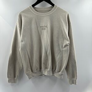 Ripple Tan Beige Crewneck Embroidered “Poetic” Pullover Size Small